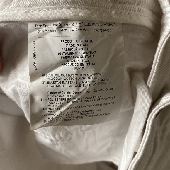 ETRO Milano Off-White Ribbon Embroidered Pants Size 29 - Picture 13 of 13